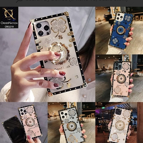 Samsung Galaxy Note 10 Case Good Luck Bling Diamond Square TPU Cover White - Picture 3 of 4